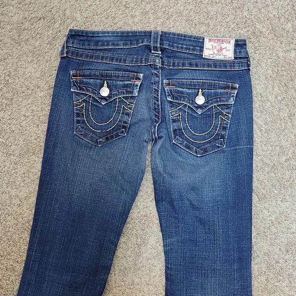 True Religion Blue Flare Wide Leg Jeans Classic Style - Picture 6 of 7
